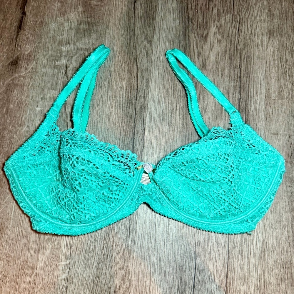 Free People Intimately “Tres Jolie” Lace Underwire Bra | 32D | Teal